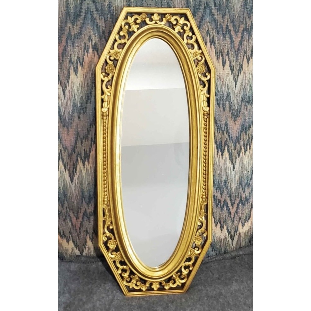 Vtg Hollywood Regency Gold Mirror 1964 Dart Ind. 22"X 9" Resin French Ornate